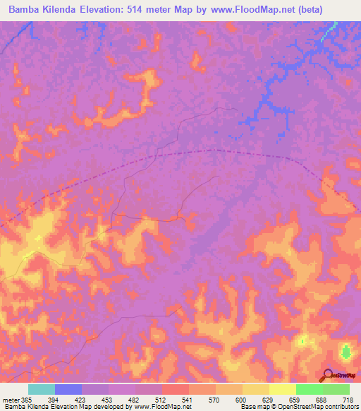 Bamba Kilenda,Congo (Kinshasa) Elevation Map