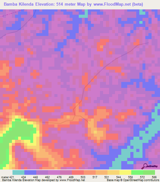 Bamba Kilenda,Congo (Kinshasa) Elevation Map