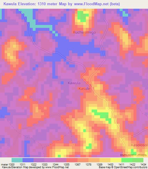 Kawula,Uganda Elevation Map