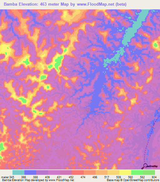 Bamba,Congo (Kinshasa) Elevation Map