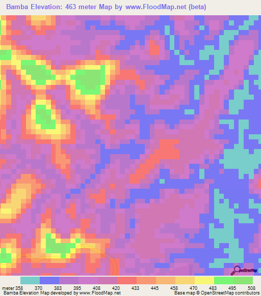 Bamba,Congo (Kinshasa) Elevation Map