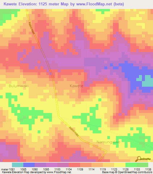 Kawete,Uganda Elevation Map