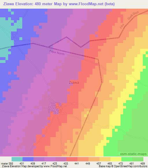 Ziawa,Nigeria Elevation Map