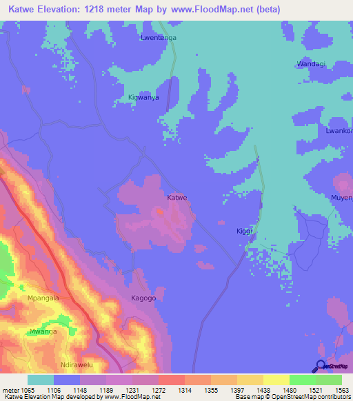 Katwe,Uganda Elevation Map