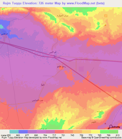 Rujm Tuqqu,Syria Elevation Map