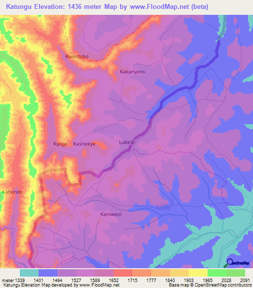 Katungu,Uganda Elevation Map