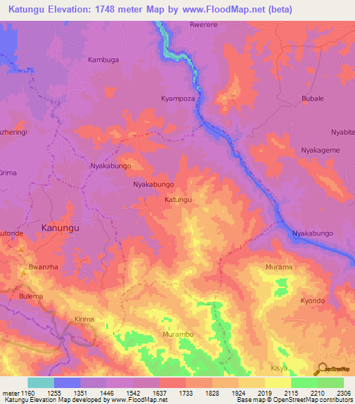 Katungu,Uganda Elevation Map