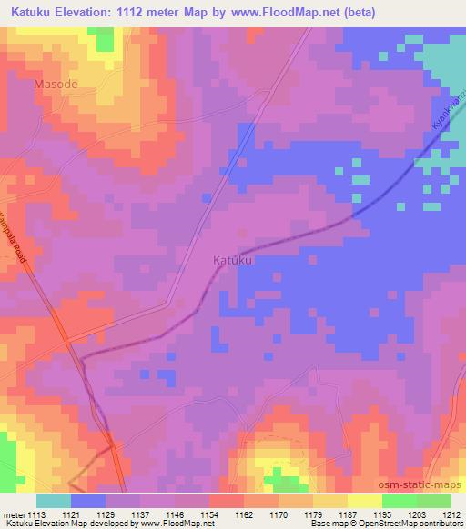 Katuku,Uganda Elevation Map