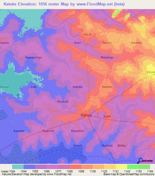 Katuke,Uganda Elevation Map