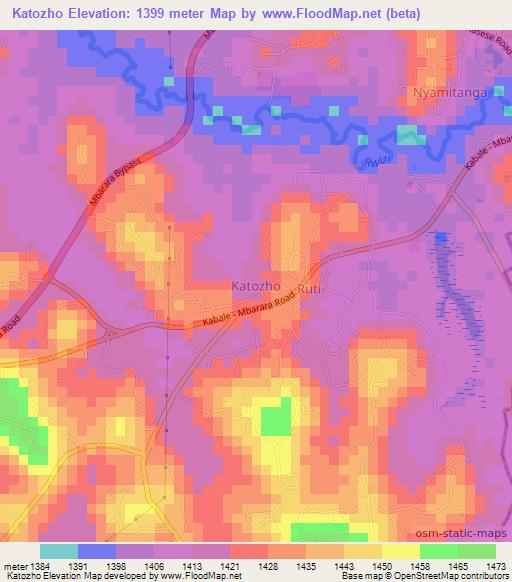 Katozho,Uganda Elevation Map