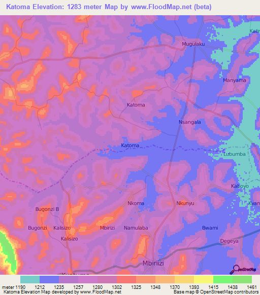 Katoma,Uganda Elevation Map