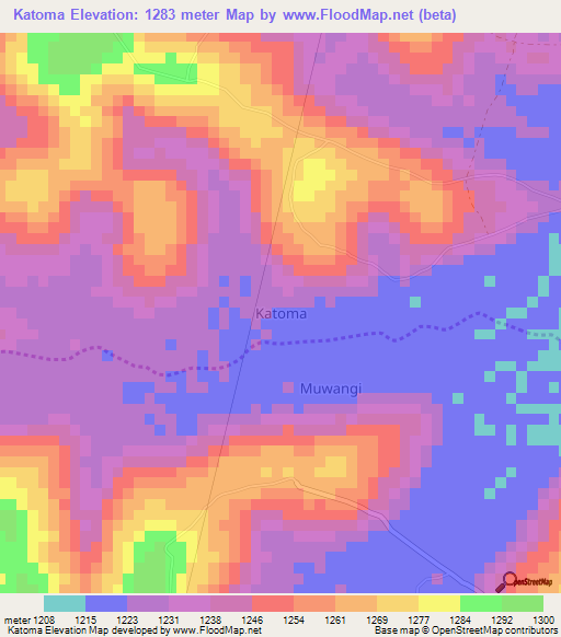 Katoma,Uganda Elevation Map