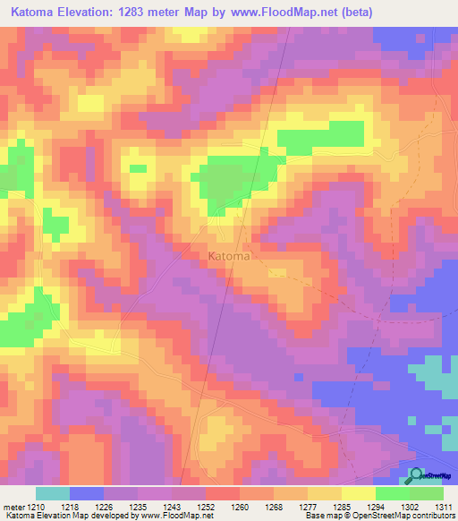Katoma,Uganda Elevation Map