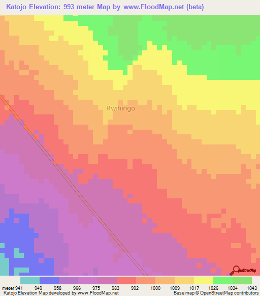 Katojo,Uganda Elevation Map