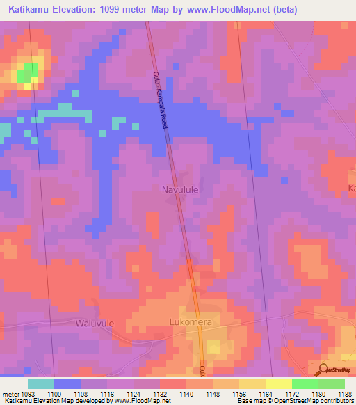 Katikamu,Uganda Elevation Map
