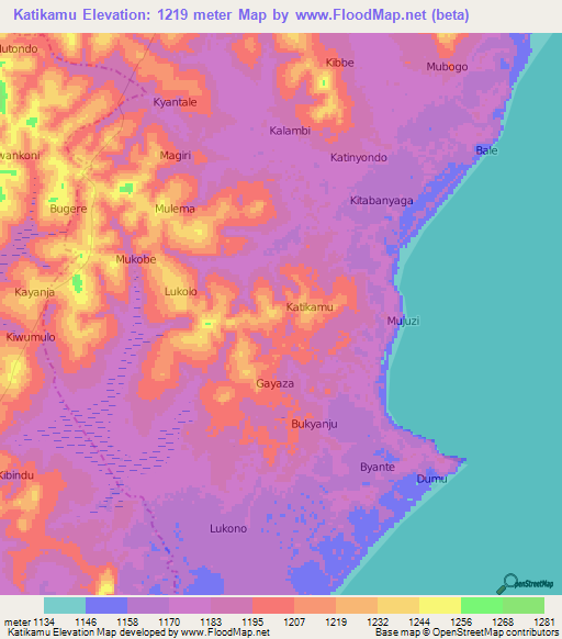 Katikamu,Uganda Elevation Map