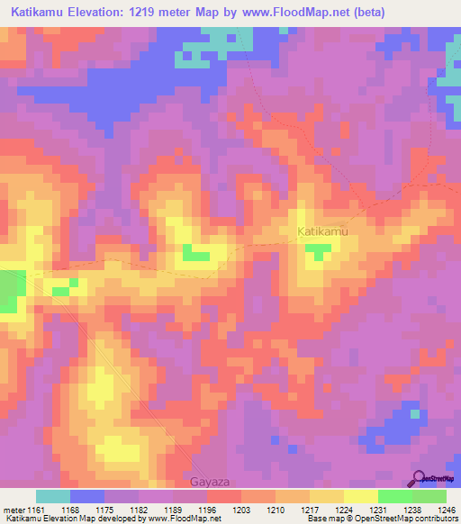 Katikamu,Uganda Elevation Map