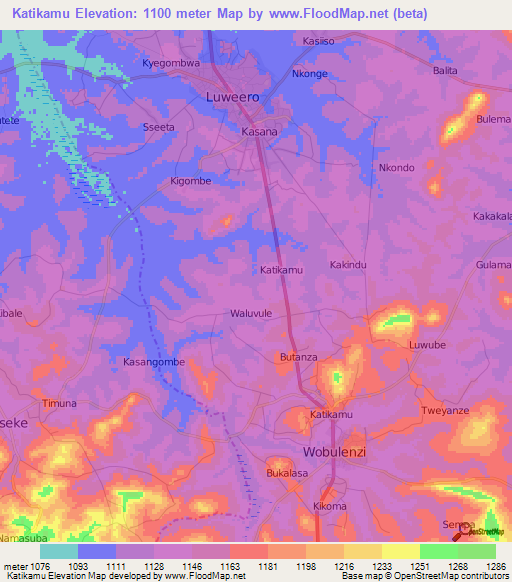 Katikamu,Uganda Elevation Map
