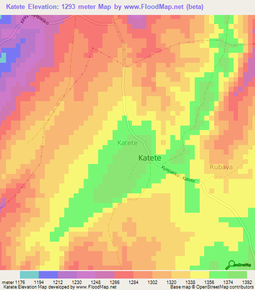 Katete,Uganda Elevation Map