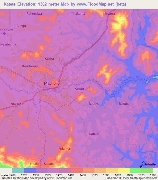 Katete,Uganda Elevation Map