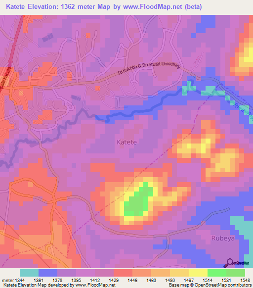 Katete,Uganda Elevation Map