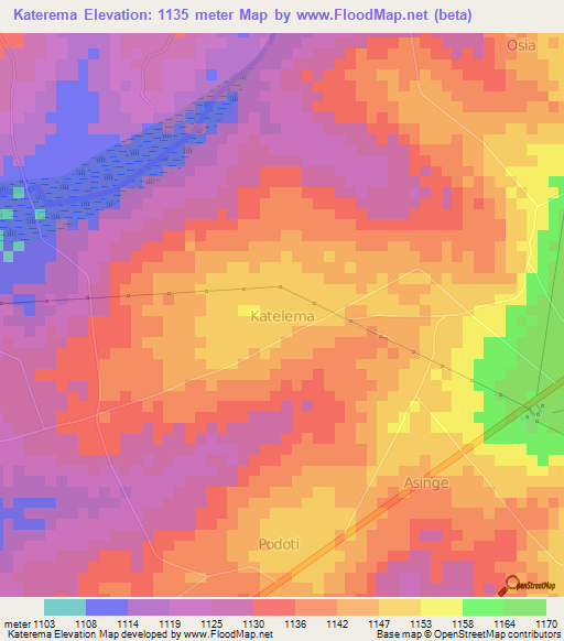 Katerema,Uganda Elevation Map