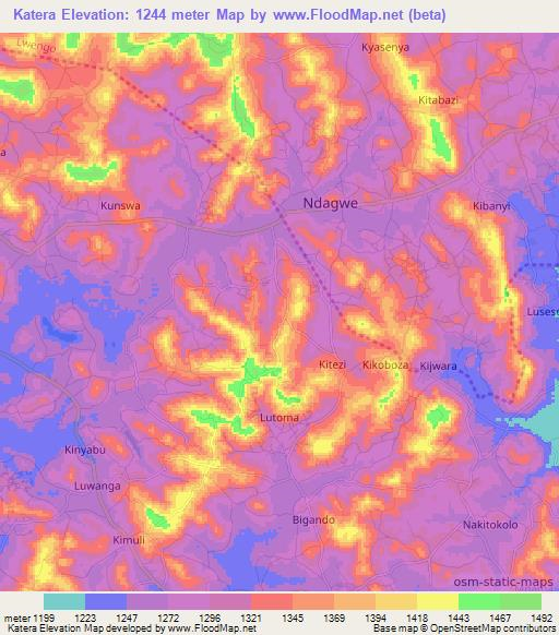 Katera,Uganda Elevation Map