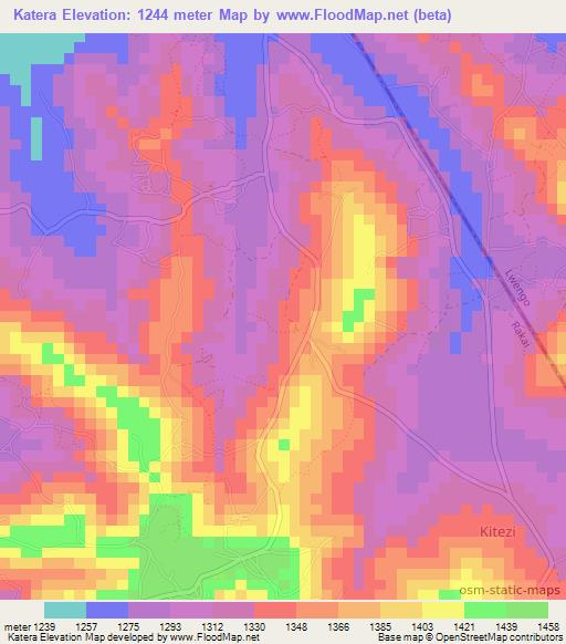 Katera,Uganda Elevation Map