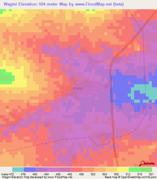 Wagini,Nigeria Elevation Map