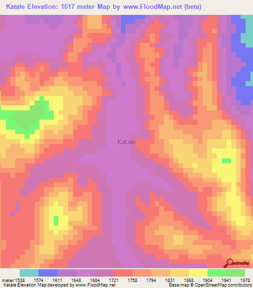 Katale,Uganda Elevation Map