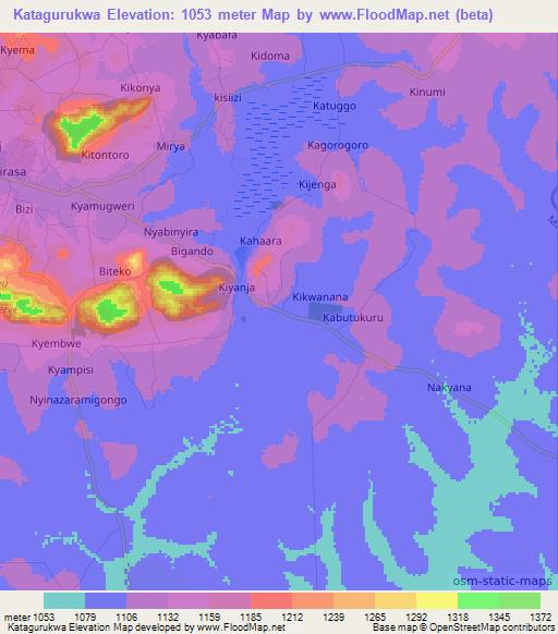 Katagurukwa,Uganda Elevation Map