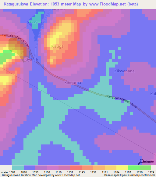 Katagurukwa,Uganda Elevation Map
