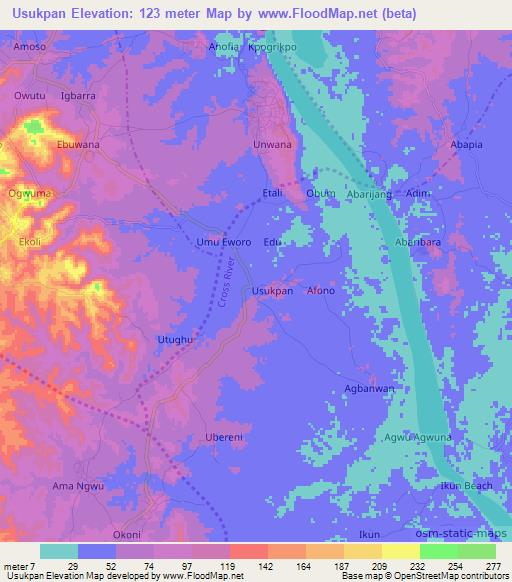 Usukpan,Nigeria Elevation Map