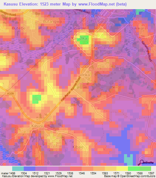 Kasusu,Uganda Elevation Map