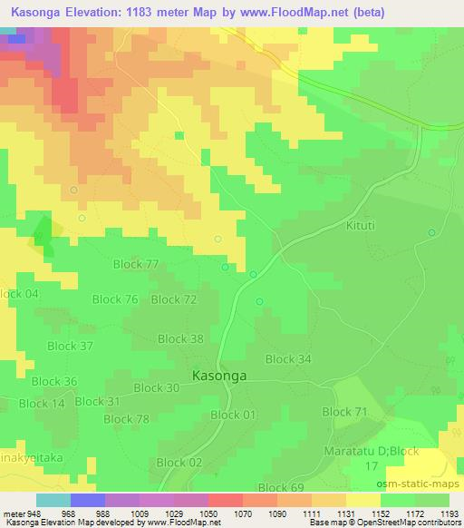 Kasonga,Uganda Elevation Map