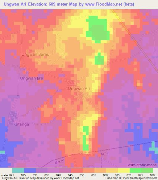 Ungwan Ari,Nigeria Elevation Map