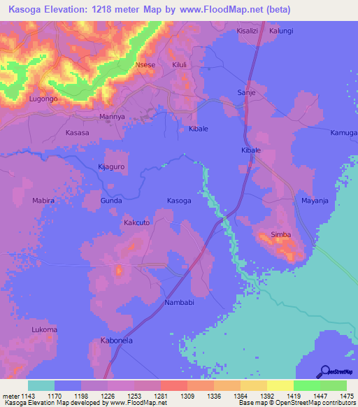 Kasoga,Uganda Elevation Map