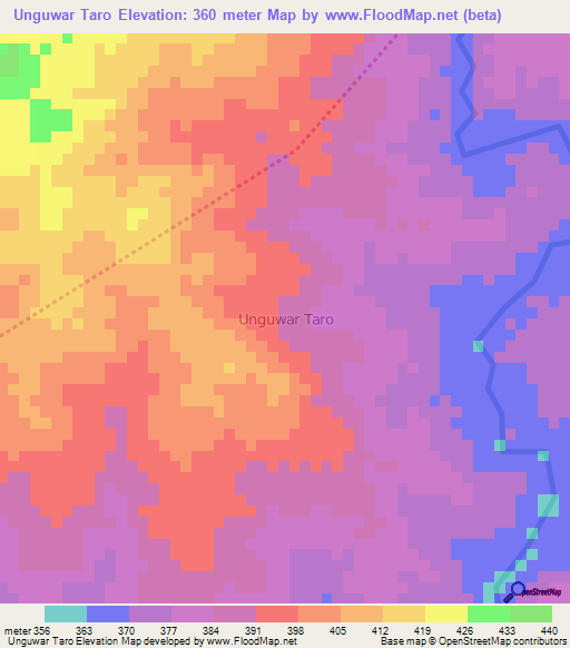 Unguwar Taro,Nigeria Elevation Map
