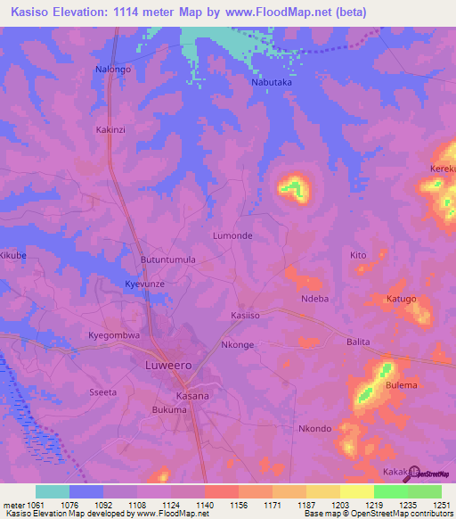 Kasiso,Uganda Elevation Map