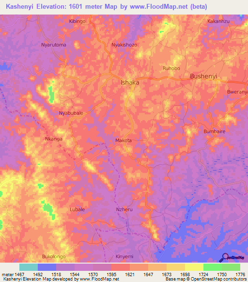 Kashenyi,Uganda Elevation Map