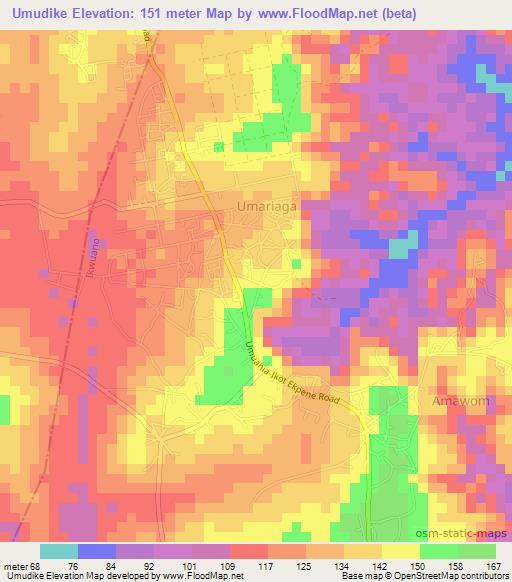 Umudike,Nigeria Elevation Map