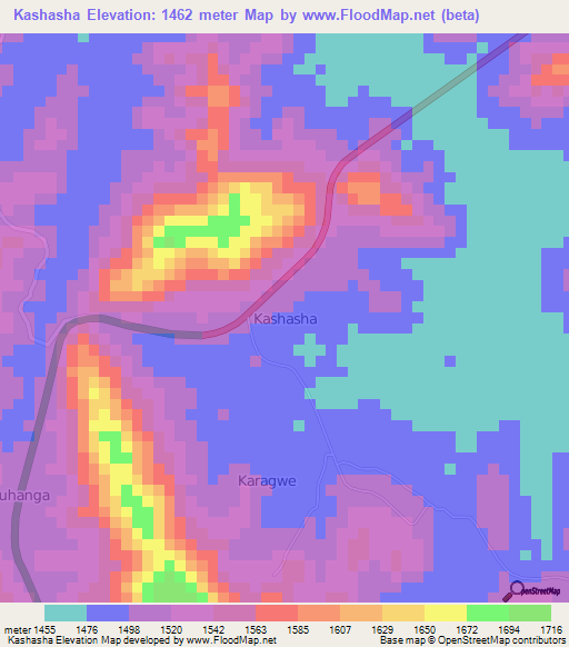 Kashasha,Uganda Elevation Map