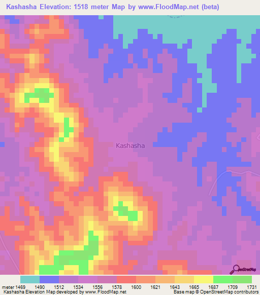 Kashasha,Uganda Elevation Map