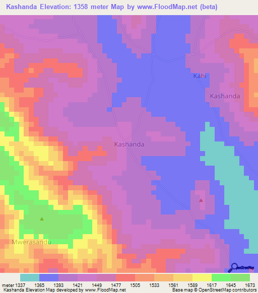 Kashanda,Uganda Elevation Map