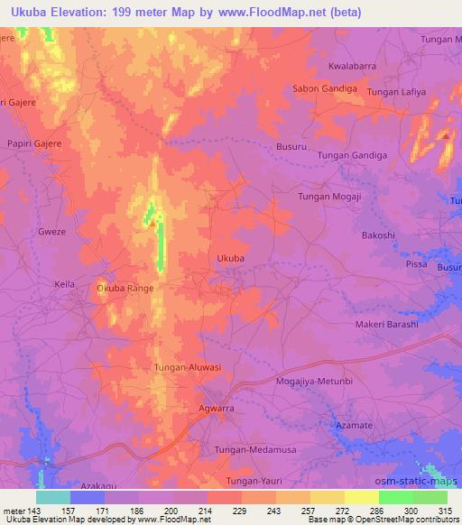 Ukuba,Nigeria Elevation Map