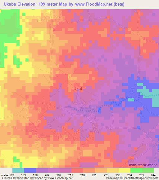 Ukuba,Nigeria Elevation Map