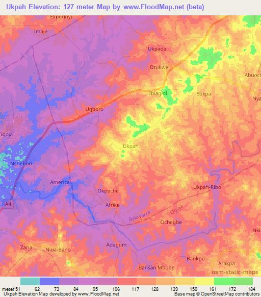 Ukpah,Nigeria Elevation Map