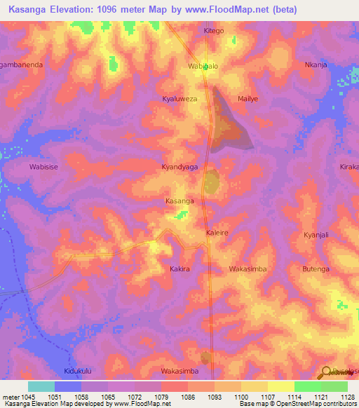 Kasanga,Uganda Elevation Map