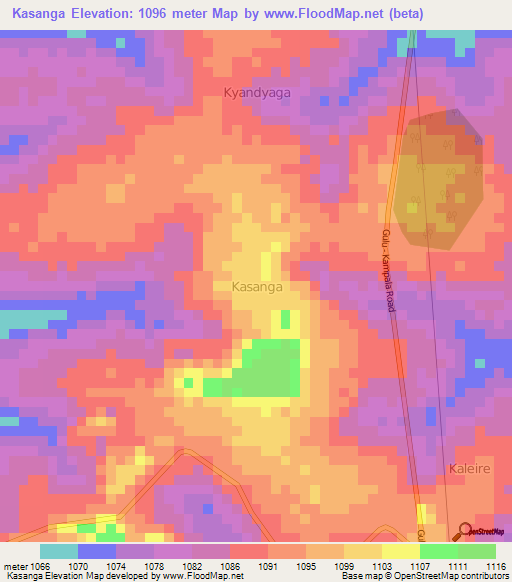 Kasanga,Uganda Elevation Map