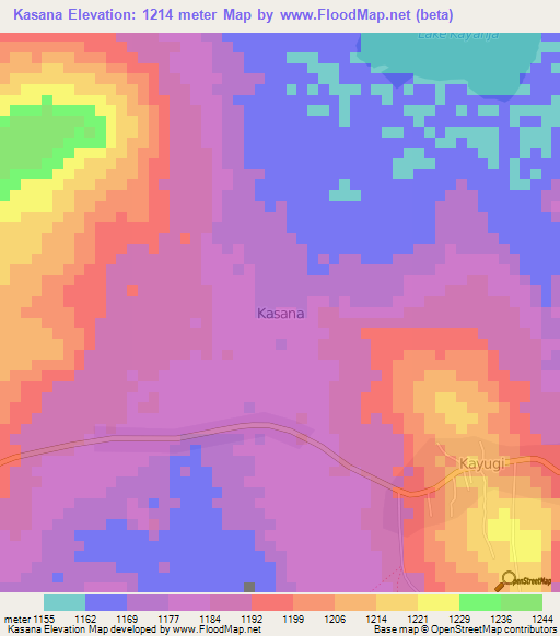 Kasana,Uganda Elevation Map